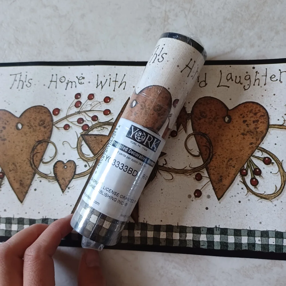 Wallpaper Border Country Tin Hearts & Stars Bless This Home